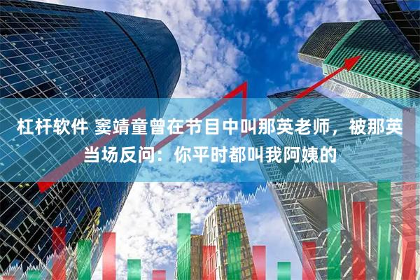 杠杆软件 窦靖童曾在节目中叫那英老师，被那英当场反问：你平时都叫我阿姨的