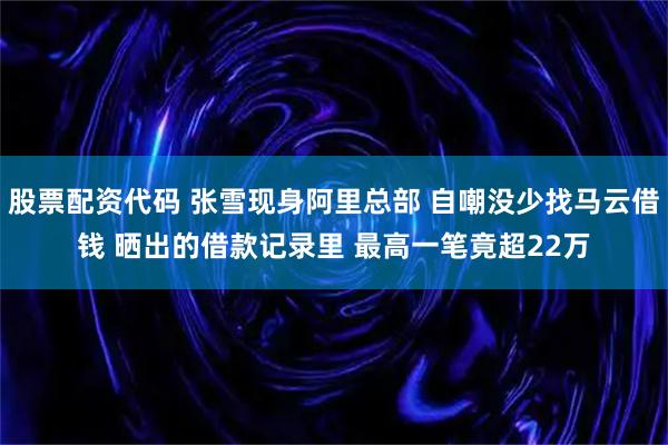 股票配资代码 张雪现身阿里总部 自嘲没少找马云借钱 晒出的借款记录里 最高一笔竟超22万